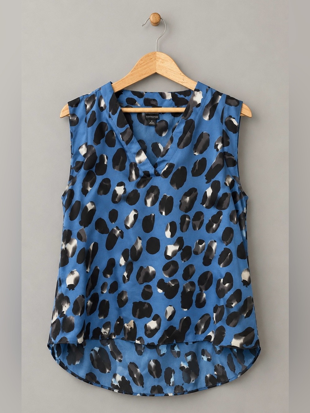 Covington Blue w/black -Print V-Neck Sleeveless Camisole